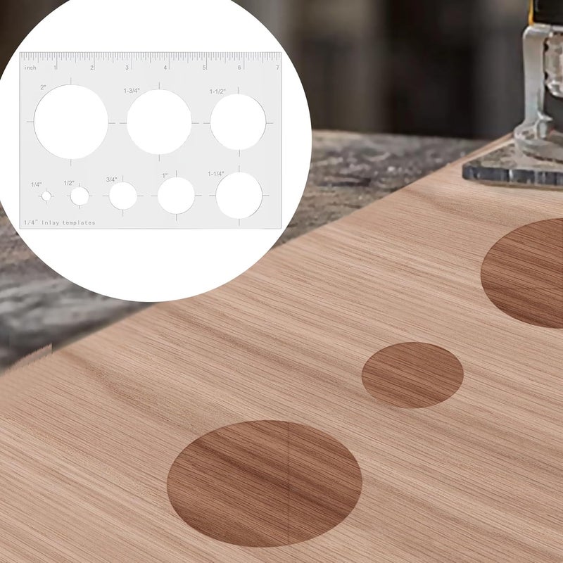 Hecfu Pack of 2 Router Templates for Woodworking, Router Jig Templates, Grommet Circle Inlay Template Decorative - Image 5